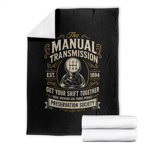 The Manual Transmission Preservation Society Get Your Shift Together Throw Blanket Funny Manual Car Guy