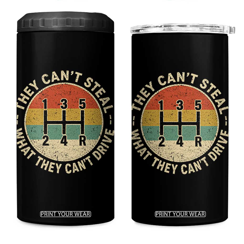 They Can't Steal What They Can't Drive 4 in 1 Can Cooler Tumbler Funny Stick Shift Manual Car