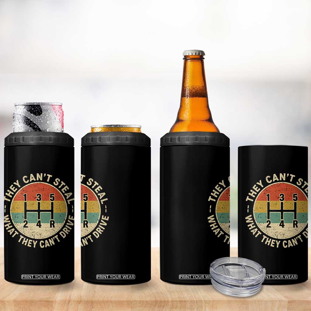They Can't Steal What They Can't Drive 4 in 1 Can Cooler Tumbler Funny Stick Shift Manual Car