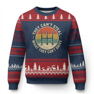 They Can't Steal What They Can't Drive Ugly Christmas Sweater Funny Stick Shift Manual Car
