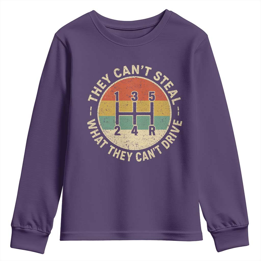 They Can't Steal What They Can't Drive Youth Sweatshirt Funny Stick Shift Manual Car