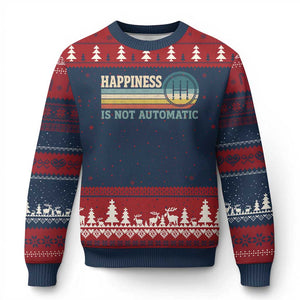 Happiness Is Not Automatic 5 Speed Manual Transmission Car Ugly Christmas Sweater