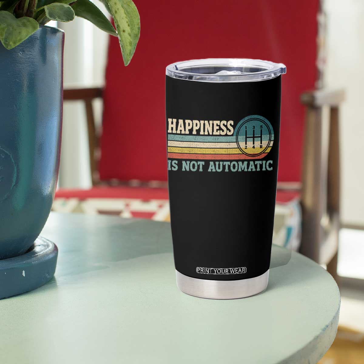 Happiness Is Not Automatic 5 Speed Manual Transmission Car Tumbler Cup