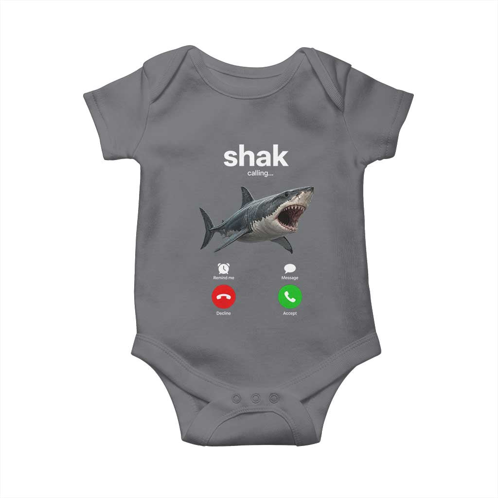 Shark Calling Meme Mispelled Shak Incoming Call Humor Baby Onesie