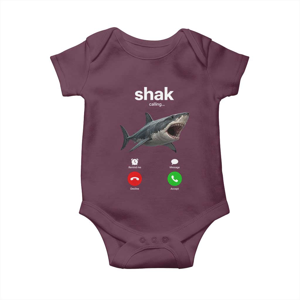 Shark Calling Meme Mispelled Shak Incoming Call Humor Baby Onesie