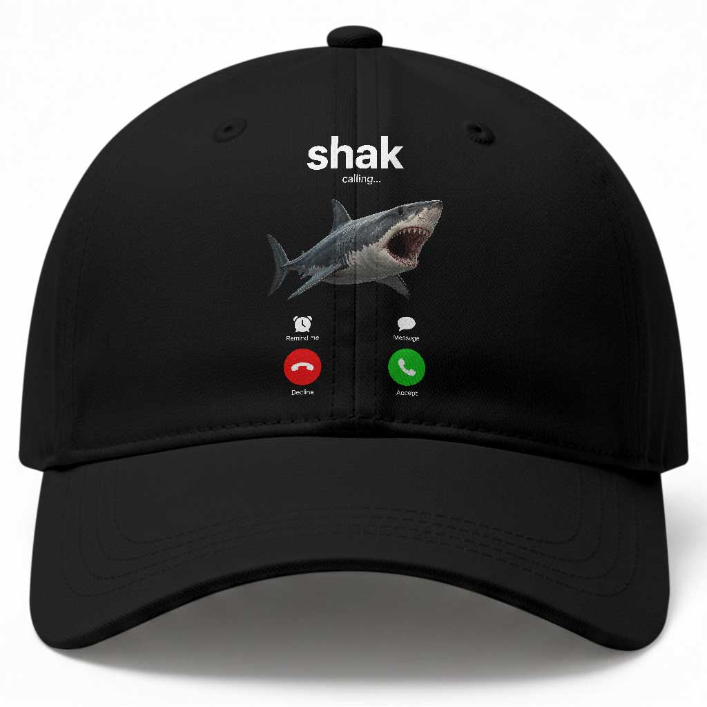 Shark Calling Meme Mispelled Shak Incoming Call Humor Baseball Cap TS11 Print Your Wear