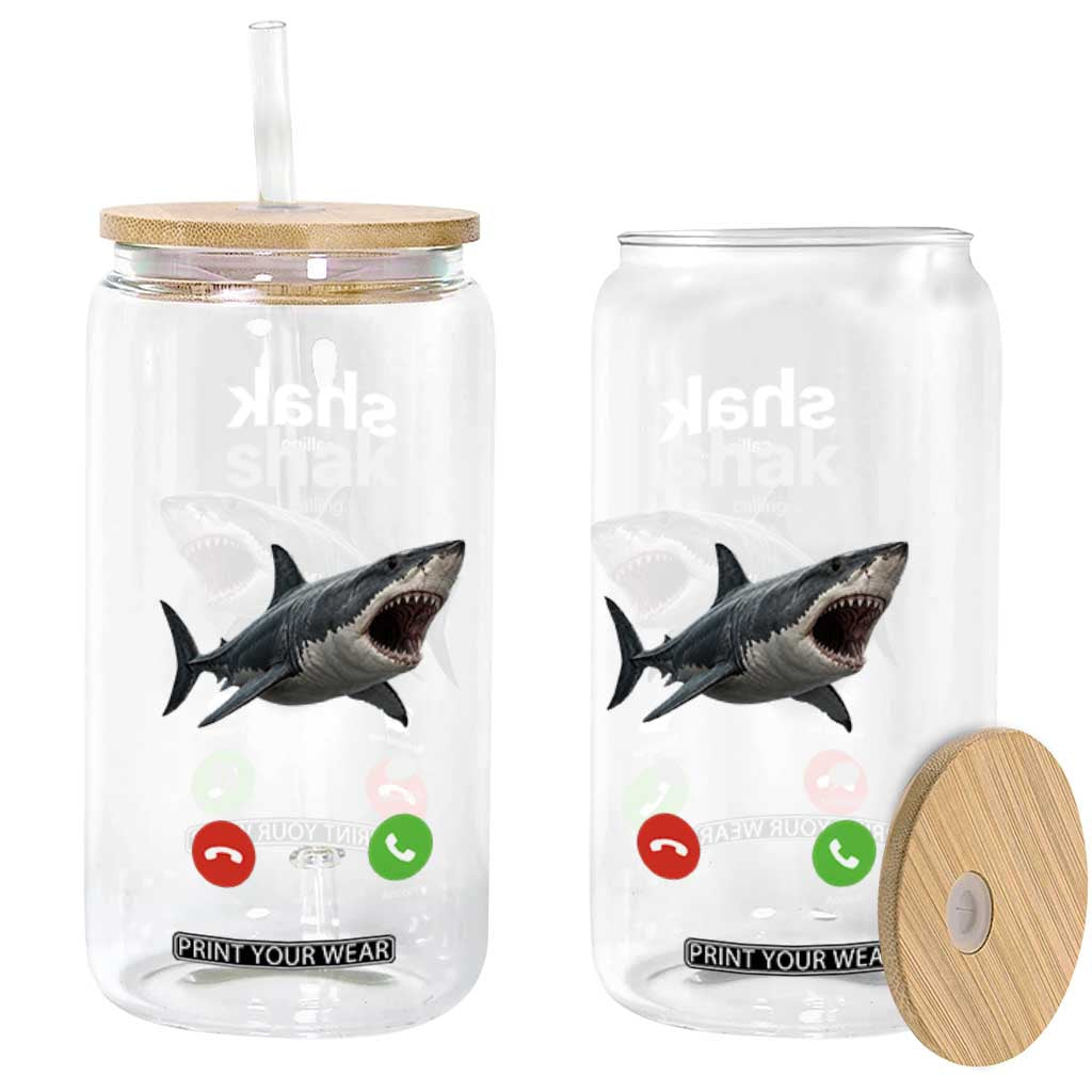 Shark Calling Meme Mispelled Shak Incoming Call Humor Glass Can