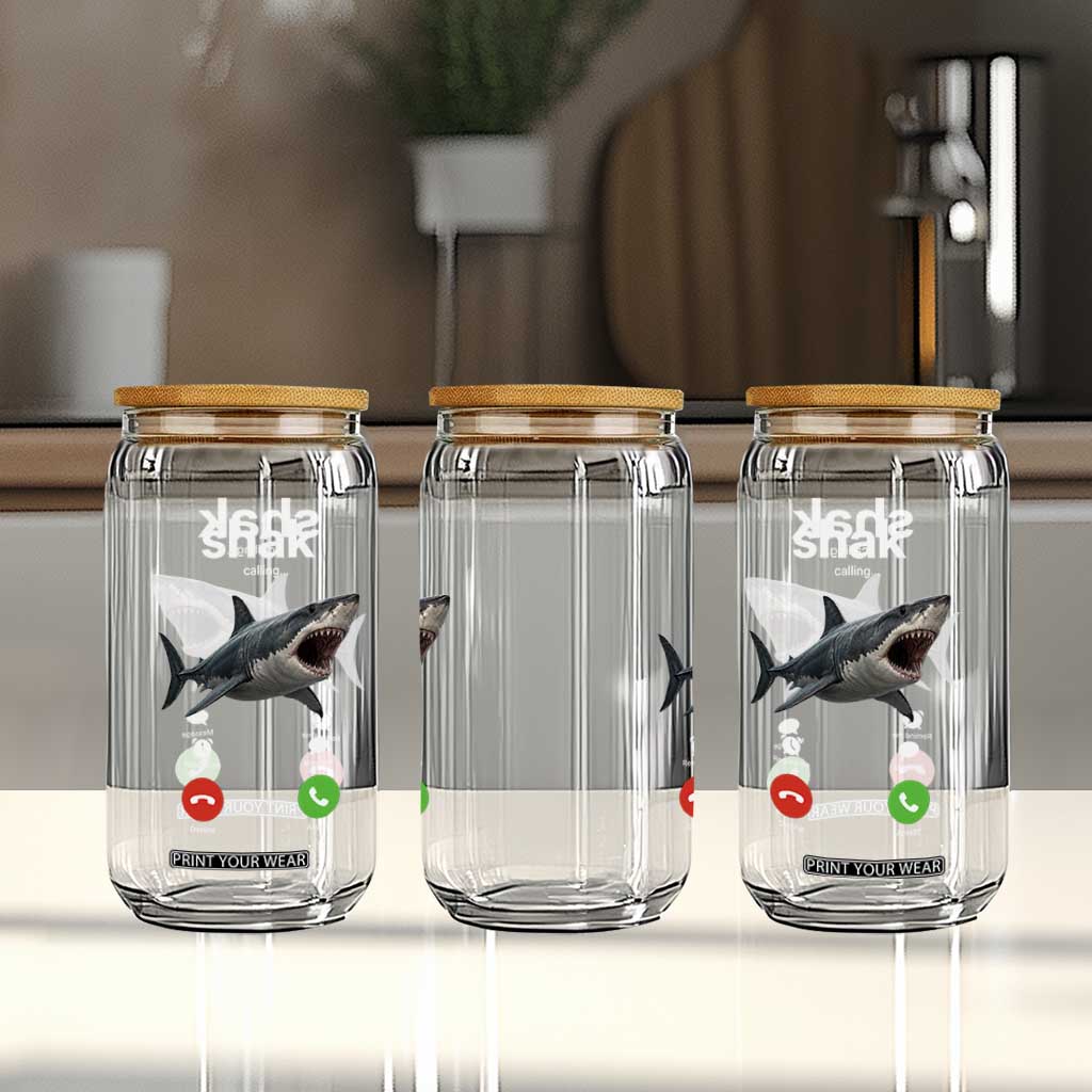 Shark Calling Meme Mispelled Shak Incoming Call Humor Glass Can