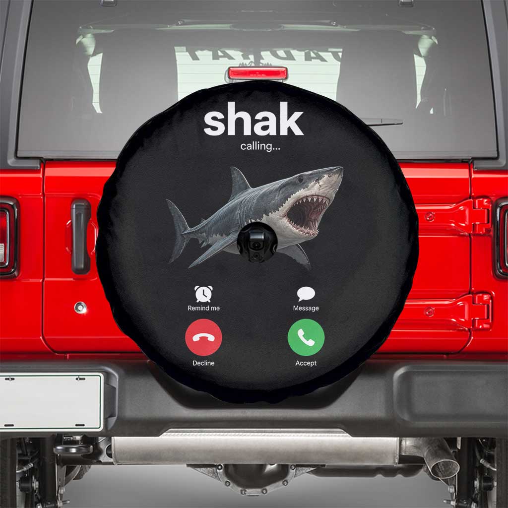 Shark Calling Meme Mispelled Shak Incoming Call Humor Spare Tire Cover