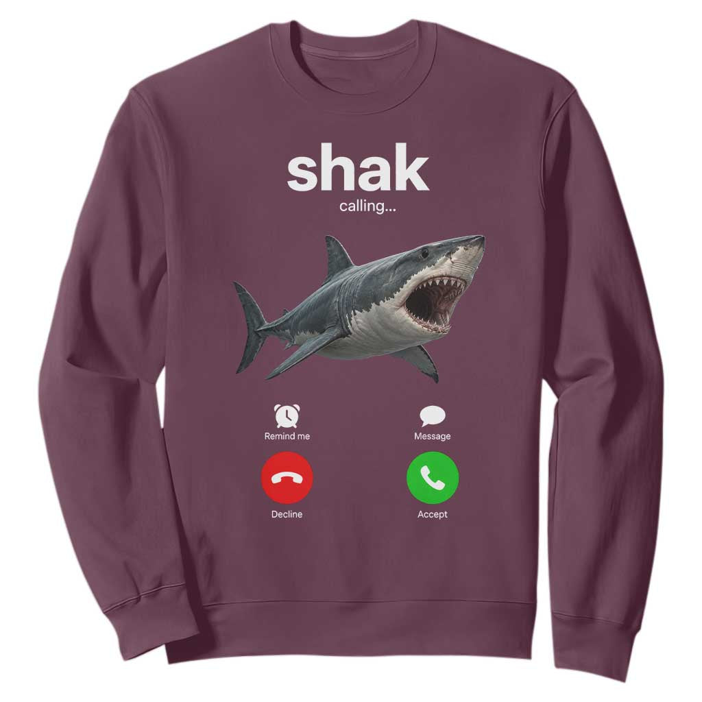 Shark Calling Meme Mispelled Shak Incoming Call Humor Sweatshirt