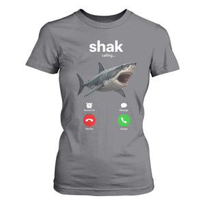 Shark Calling Meme Mispelled Shak Incoming Call Humor T Shirt For Women