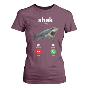 Shark Calling Meme Mispelled Shak Incoming Call Humor T Shirt For Women