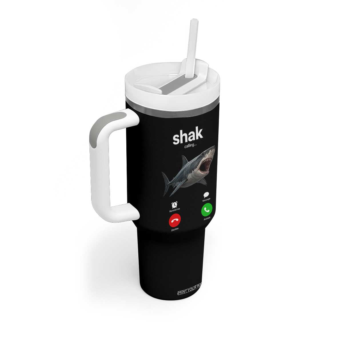Shark Calling Meme Mispelled Shak Incoming Call Humor Tumbler With Handle