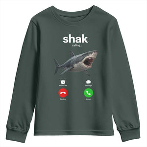 Shark Calling Meme Mispelled Shak Incoming Call Humor Youth Sweatshirt