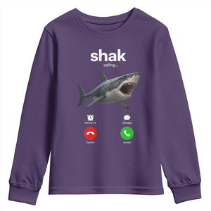 Shark Calling Meme Mispelled Shak Incoming Call Humor Youth Sweatshirt