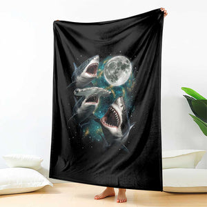 Funny Sharks Howling at Moon Throw Blanket Funny Great White Sharks and Hammerhead Shark