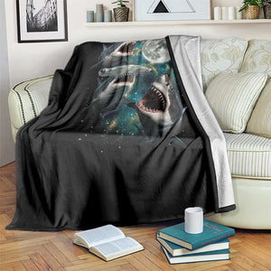 Funny Sharks Howling at Moon Throw Blanket Funny Great White Sharks and Hammerhead Shark