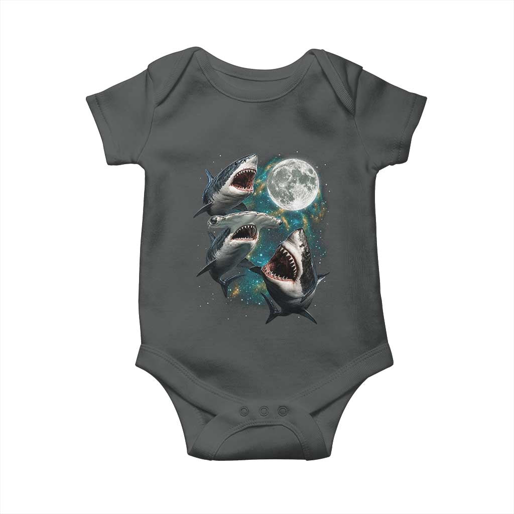 Funny Sharks Howling at Moon Baby Onesie Funny Great White Sharks and Hammerhead Shark