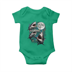 Funny Sharks Howling at Moon Baby Onesie Funny Great White Sharks and Hammerhead Shark