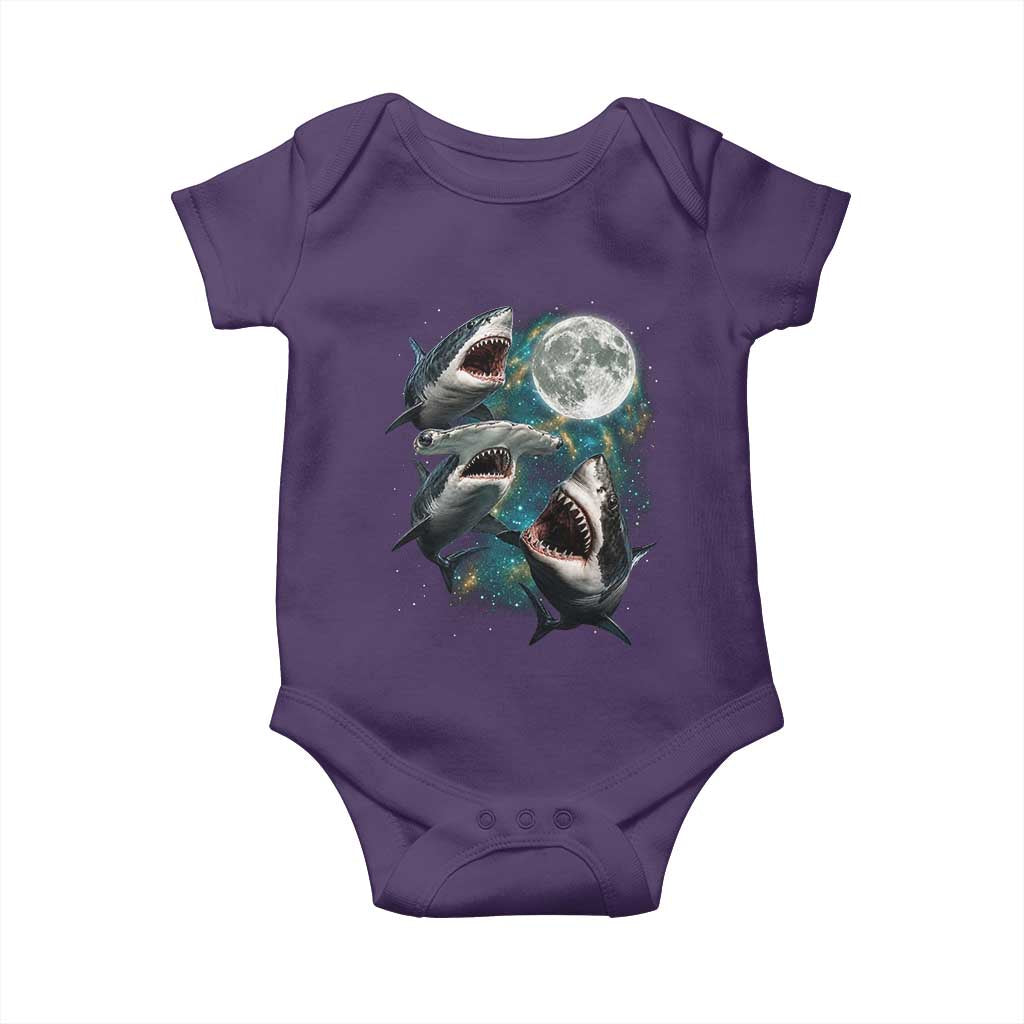 Funny Sharks Howling at Moon Baby Onesie Funny Great White Sharks and Hammerhead Shark