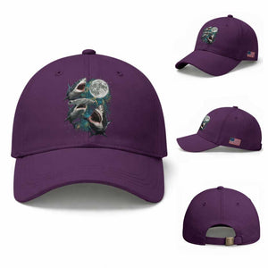Funny Sharks Howling at Moon Baseball Cap Funny Great White Sharks and Hammerhead Shark