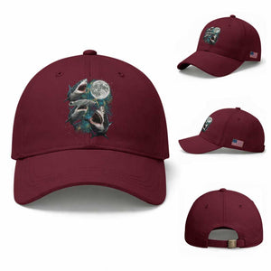 Funny Sharks Howling at Moon Baseball Cap Funny Great White Sharks and Hammerhead Shark