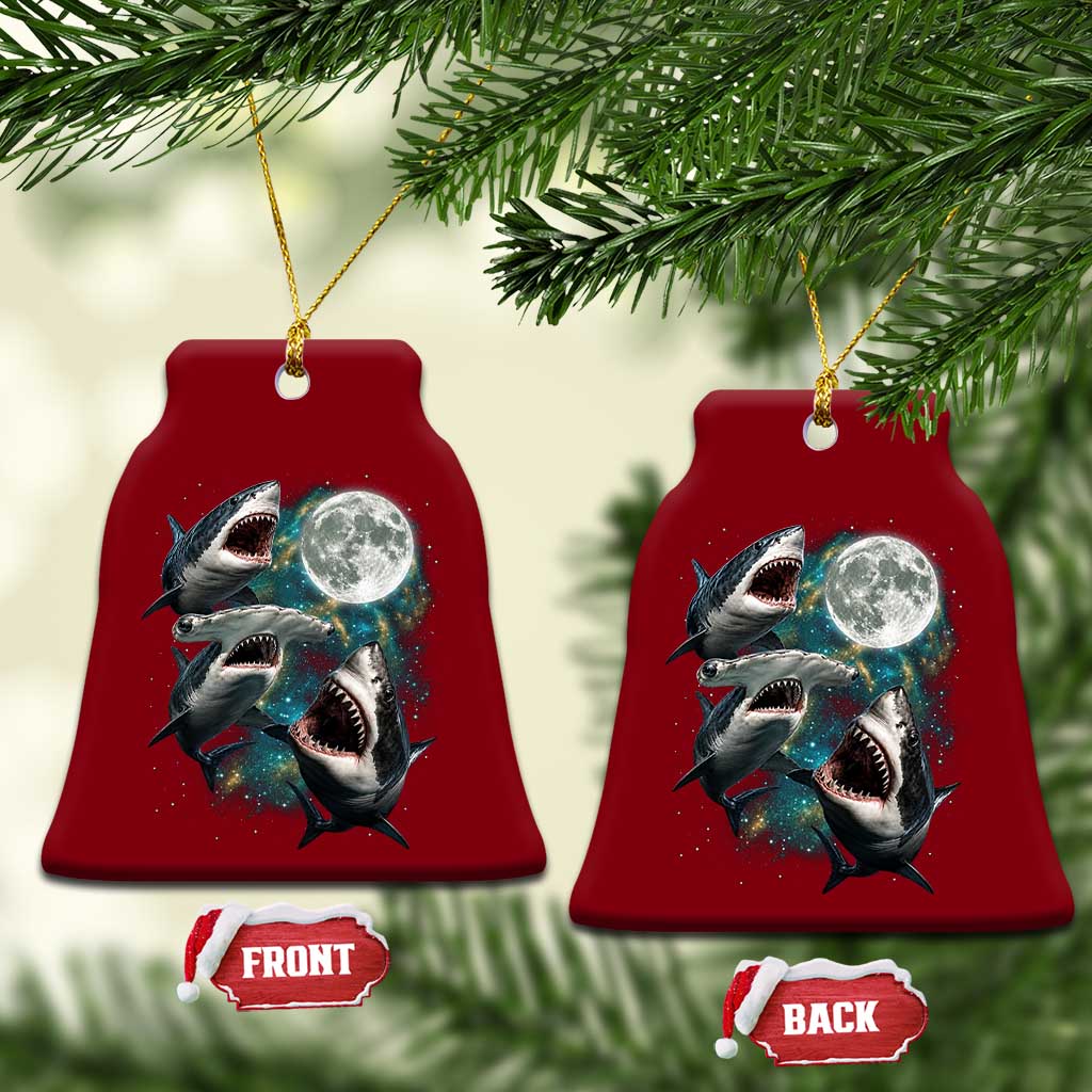 Funny Sharks Howling at Moon Ceramic Ornament Funny Great White Sharks and Hammerhead Shark