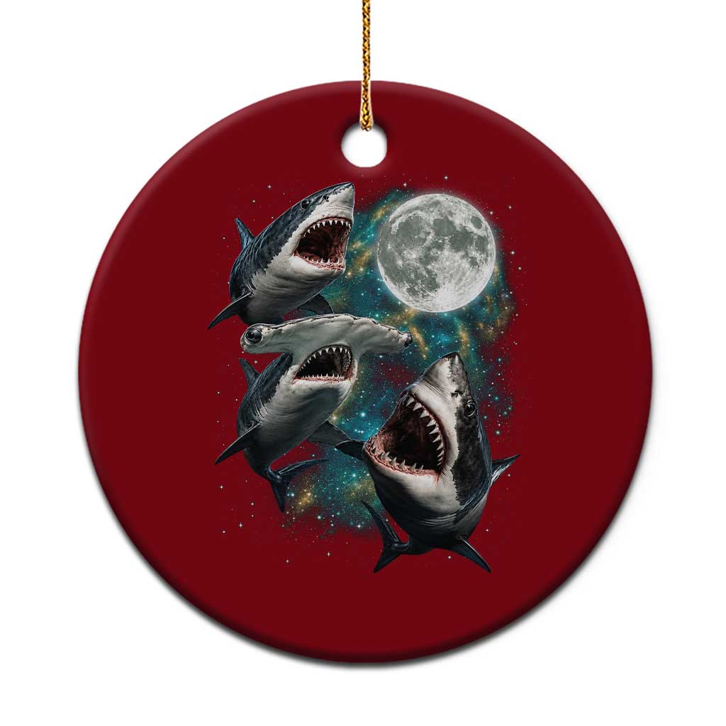 Funny Sharks Howling at Moon Ceramic Ornament Funny Great White Sharks and Hammerhead Shark