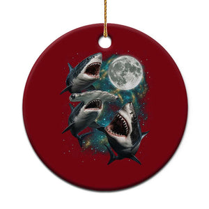 Funny Sharks Howling at Moon Ceramic Ornament Funny Great White Sharks and Hammerhead Shark