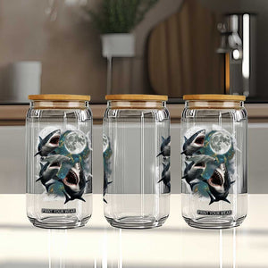 Funny Sharks Howling at Moon Glass Can Funny Great White Sharks and Hammerhead Shark