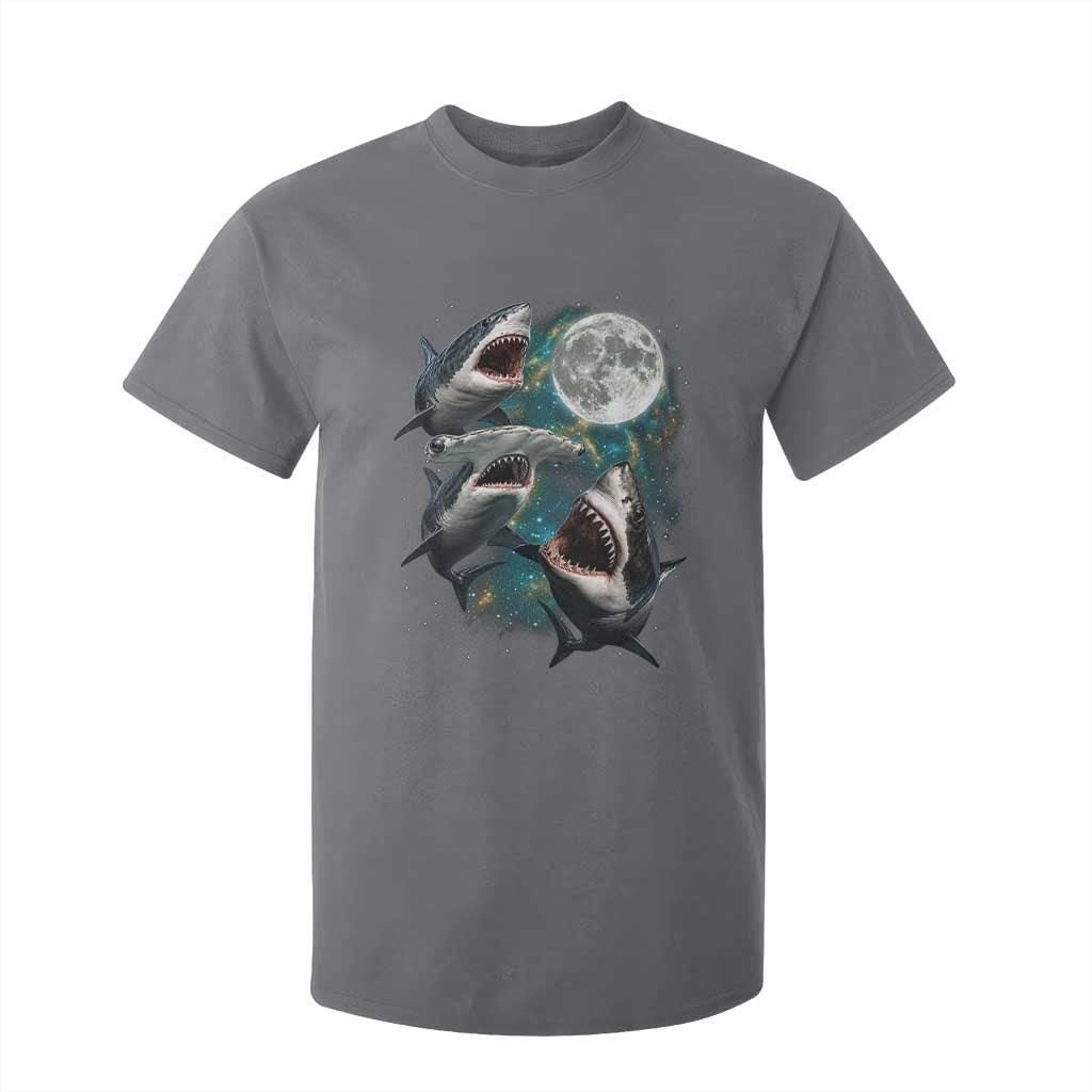 Funny Sharks Howling at Moon T Shirt For Kid Funny Great White Sharks and Hammerhead Shark