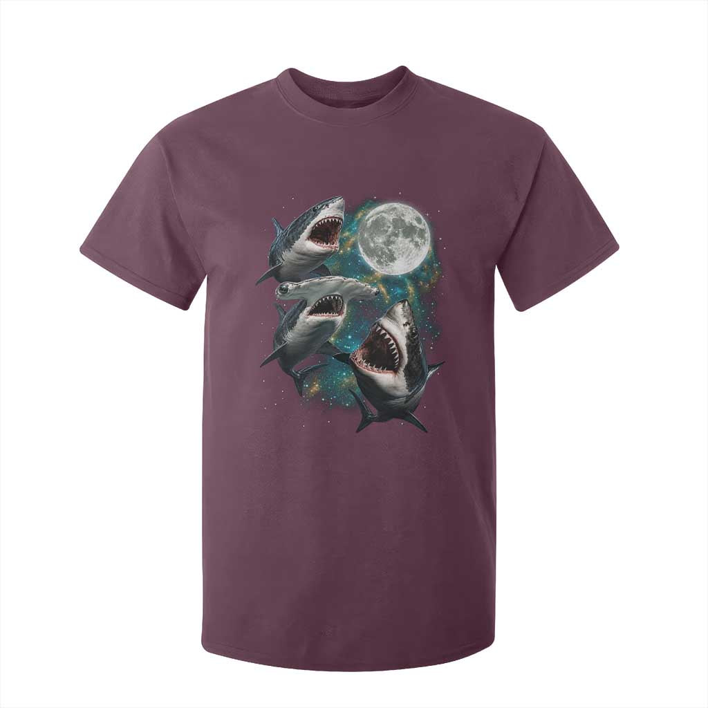 Funny Sharks Howling at Moon T Shirt For Kid Funny Great White Sharks and Hammerhead Shark