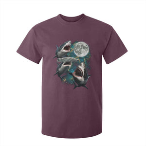 Funny Sharks Howling at Moon T Shirt For Kid Funny Great White Sharks and Hammerhead Shark