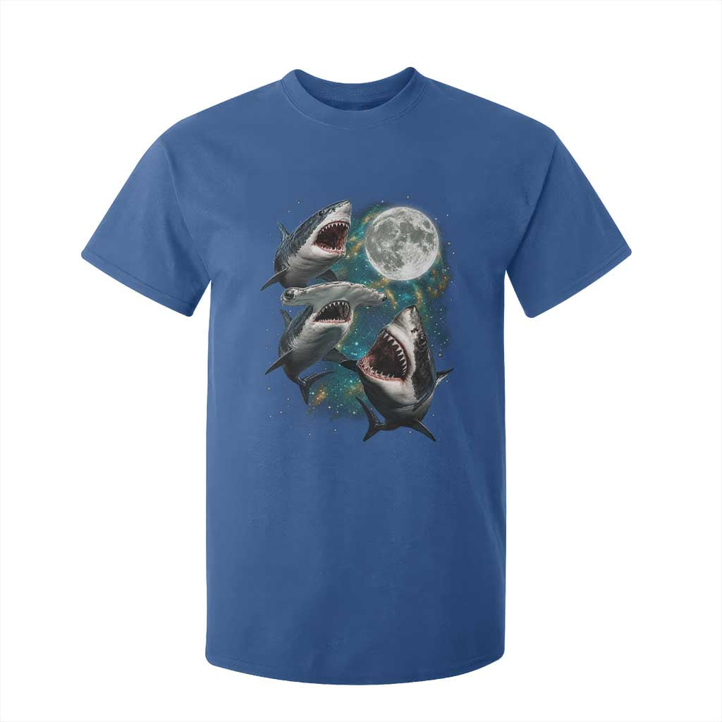 Funny Sharks Howling at Moon T Shirt For Kid Funny Great White Sharks and Hammerhead Shark