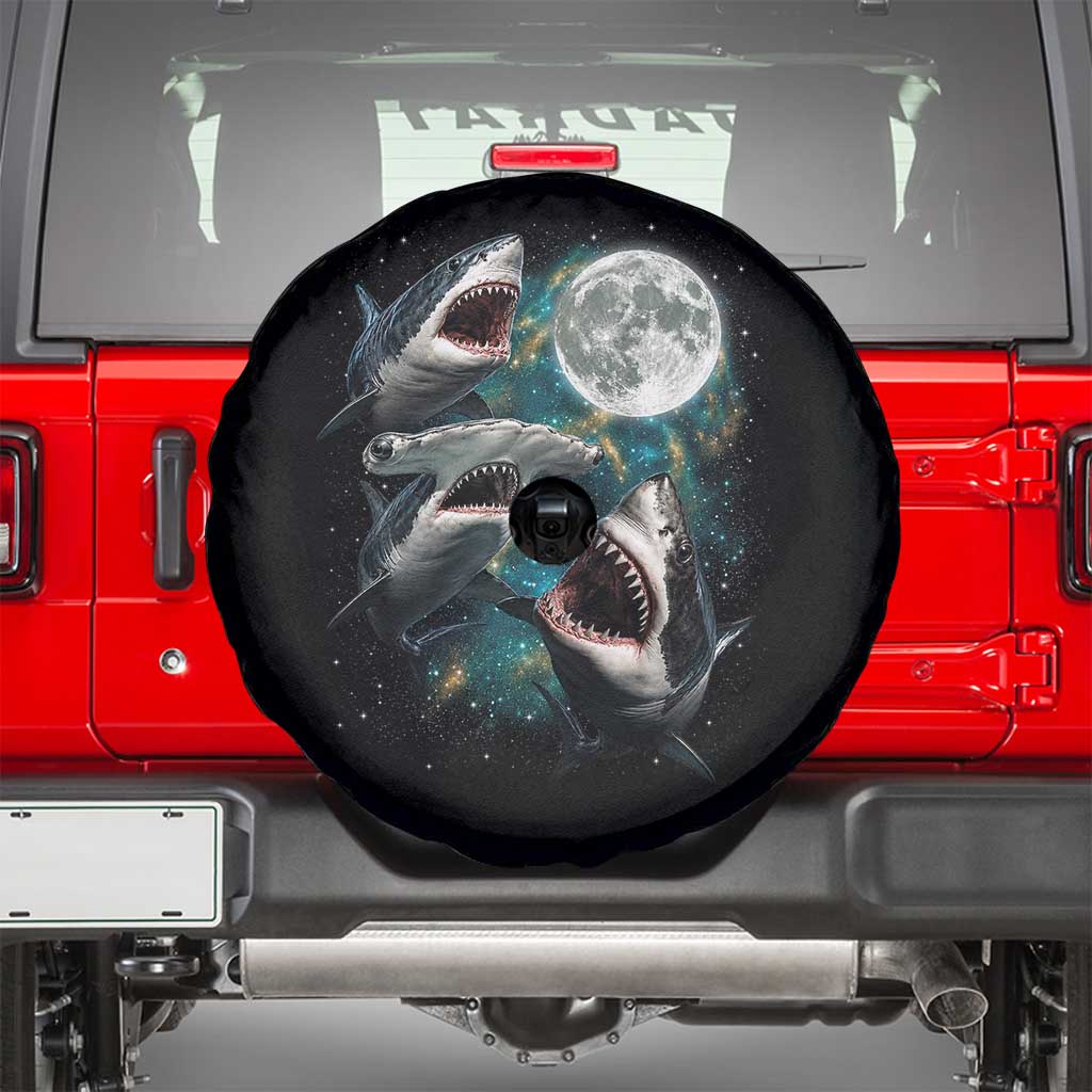 Funny Sharks Howling at Moon Spare Tire Cover Funny Great White Sharks and Hammerhead Shark