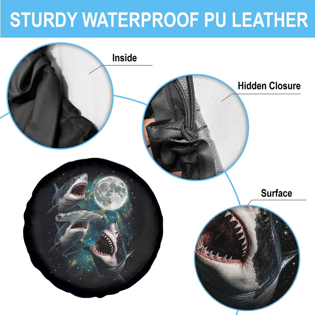 Funny Sharks Howling at Moon Spare Tire Cover Funny Great White Sharks and Hammerhead Shark