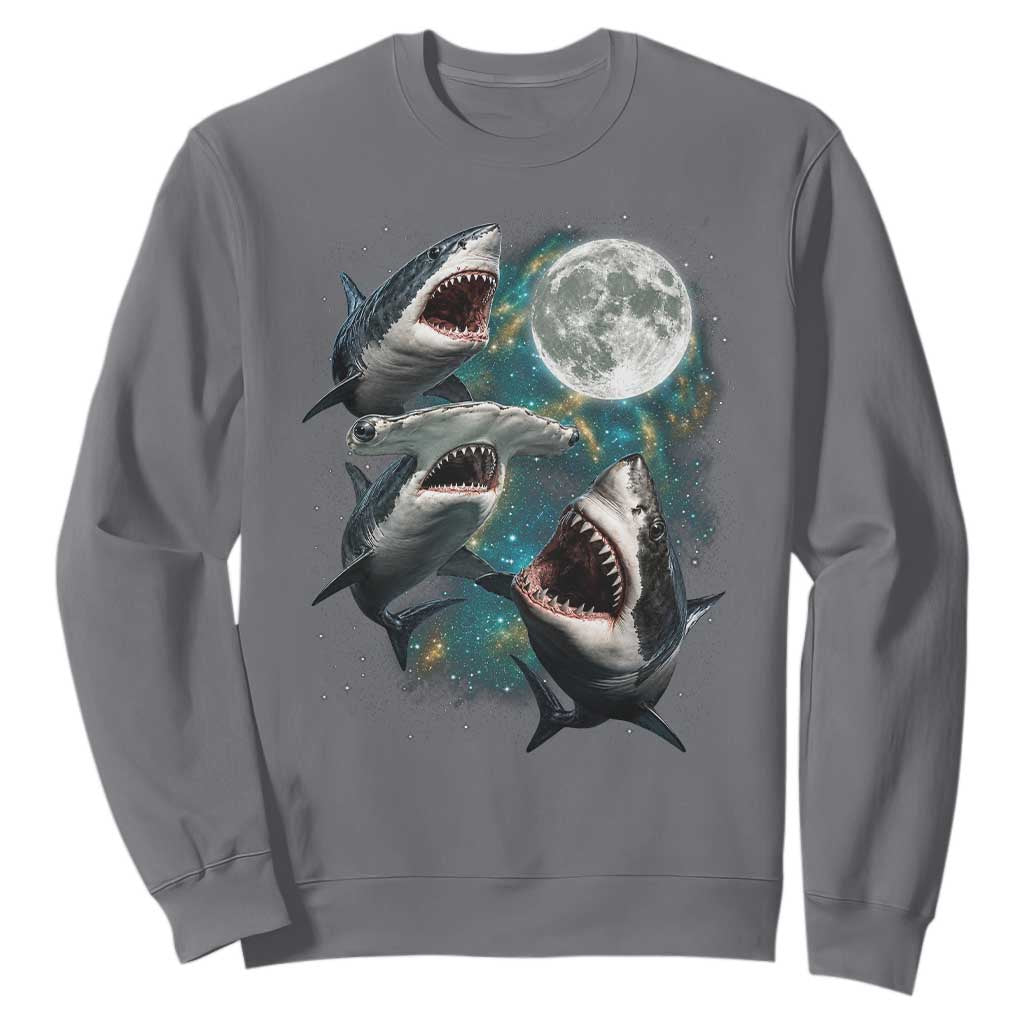 Funny Sharks Howling at Moon Sweatshirt Funny Great White Sharks and Hammerhead Shark
