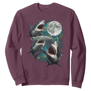 Funny Sharks Howling at Moon Sweatshirt Funny Great White Sharks and Hammerhead Shark