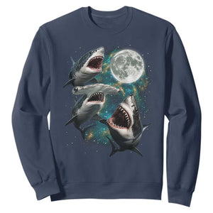 Funny Sharks Howling at Moon Sweatshirt Funny Great White Sharks and Hammerhead Shark