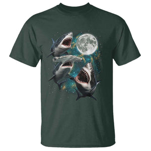 Funny Sharks Howling at Moon T Shirt Funny Great White Sharks and Hammerhead Shark