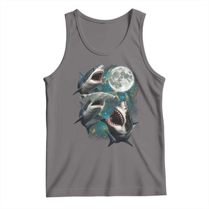 Funny Sharks Howling at Moon Tank Top Funny Great White Sharks and Hammerhead Shark