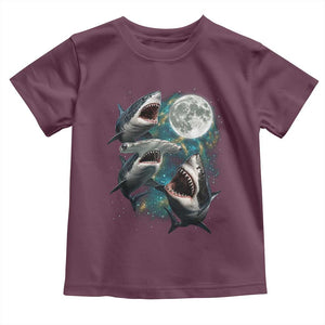 Funny Sharks Howling at Moon Toddler T Shirt Funny Great White Sharks and Hammerhead Shark