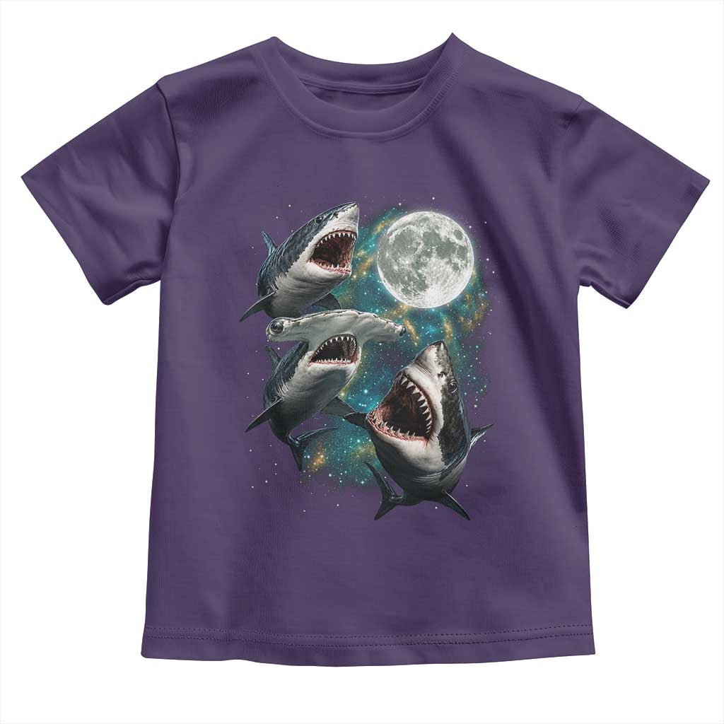 Funny Sharks Howling at Moon Toddler T Shirt Funny Great White Sharks and Hammerhead Shark