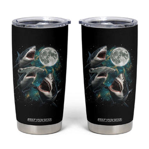 Funny Sharks Howling at Moon Tumbler Cup Funny Great White Sharks and Hammerhead Shark