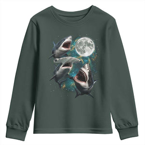 Funny Sharks Howling at Moon Youth Sweatshirt Funny Great White Sharks and Hammerhead Shark