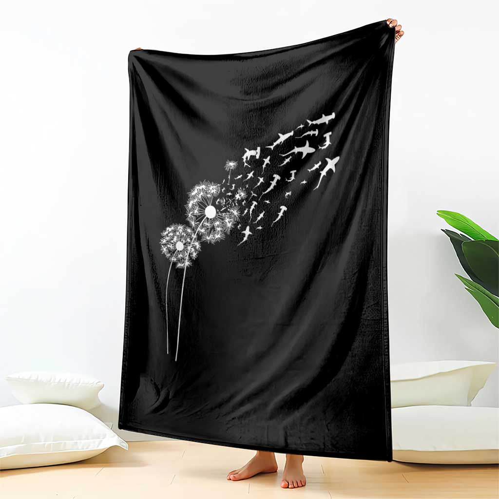 Shark Dandelion Flower for Ocean Wildlife Lover Throw Blanket TS11 Print Your Wear