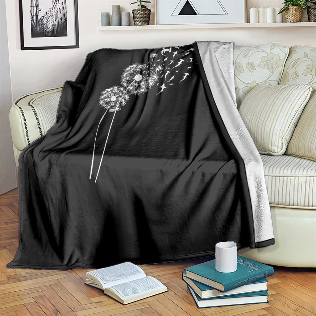 Shark Dandelion Flower for Ocean Wildlife Lover Throw Blanket TS11 Print Your Wear