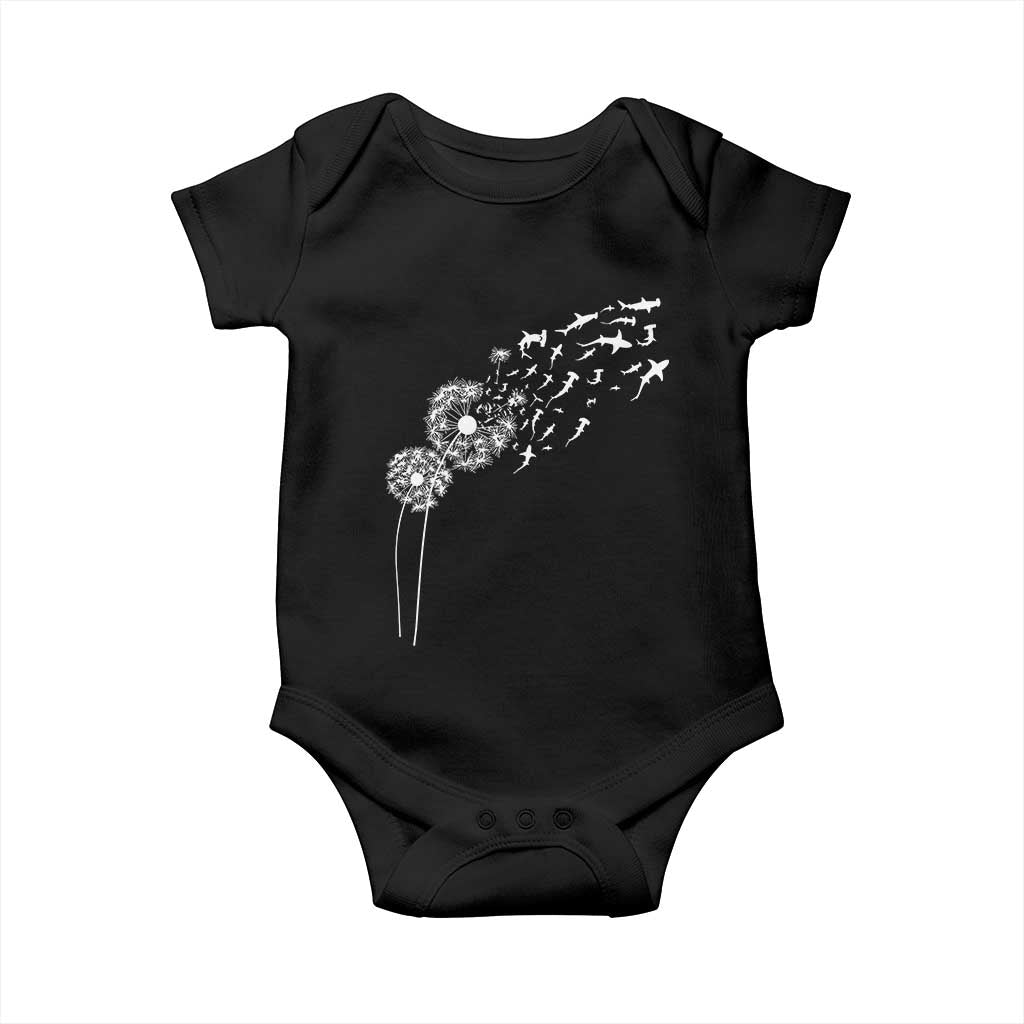 Shark Dandelion Flower for Ocean Wildlife Lover Baby Onesie TS11 Black Print Your Wear