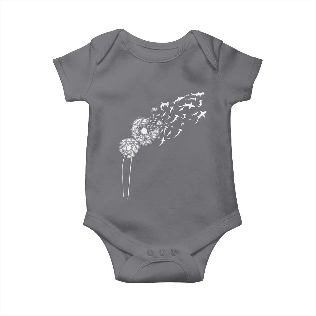 Shark Dandelion Flower for Ocean Wildlife Lover Baby Onesie TS11 Charcoal Print Your Wear