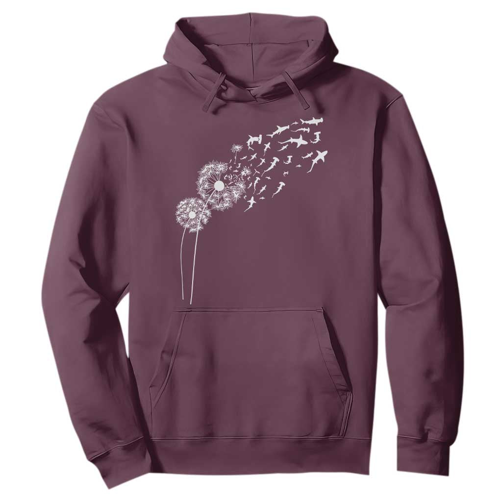 Shark Dandelion Flower for Ocean Wildlife Lover Hoodie TS11 Maroon Print Your Wear